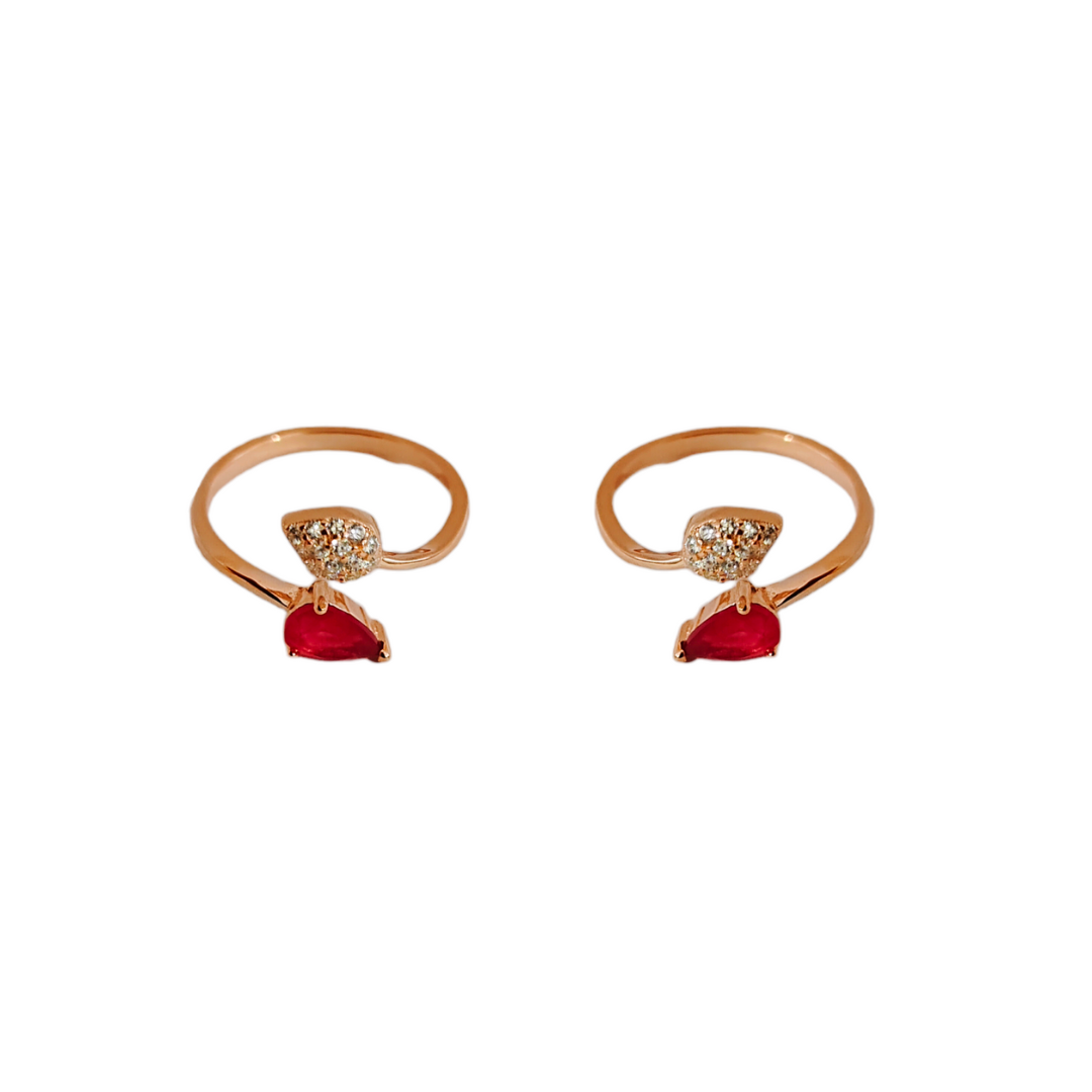Ruby Pear CZ Toe Ring
