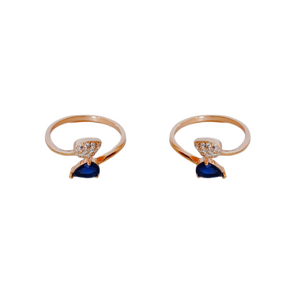Pear Blue Sapphire CZ Toe Ring