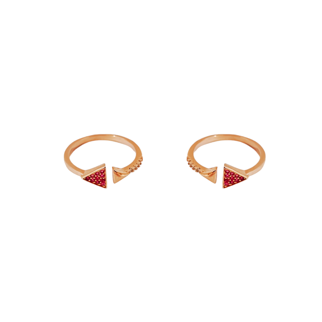 Ruby Dual Triangle Toe Ring