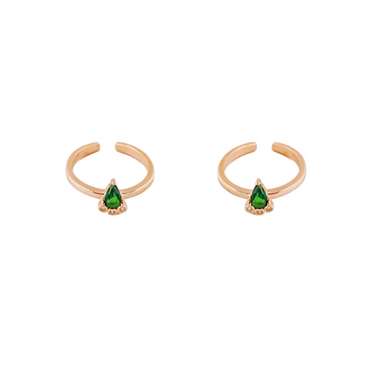 Pear Emerald Trio CZ Toe Ring