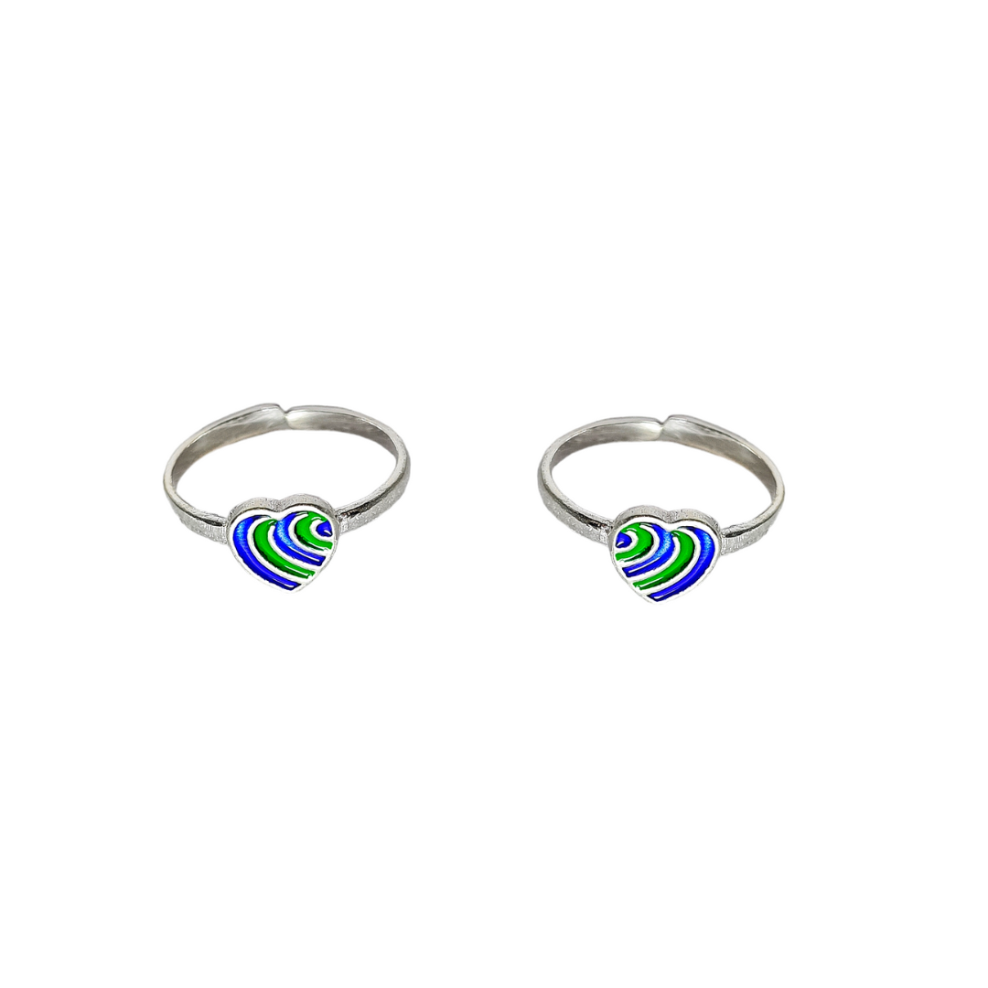 Green Blue Enamel Heart Toe Ring