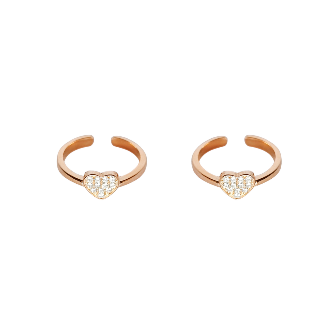 CZ Heart Rosegold Toe Ring