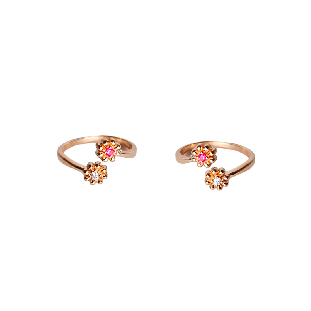 Pink White Flower Toe Ring