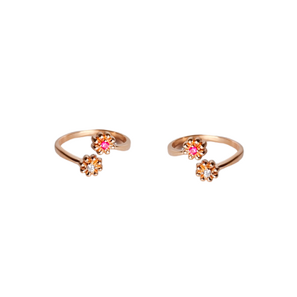 Pink White Flower Toe Ring