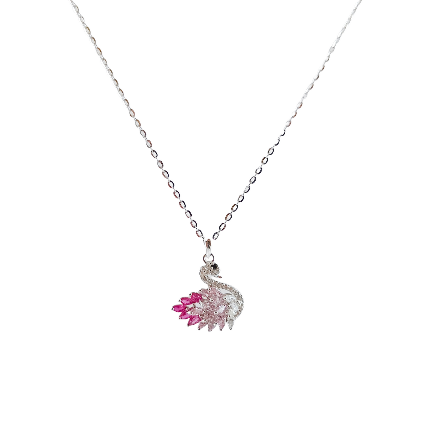 Pink Crystal Swan Chain
