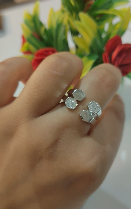 Silver Hexagon Ring