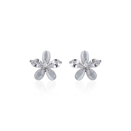 Silver Flower Studs