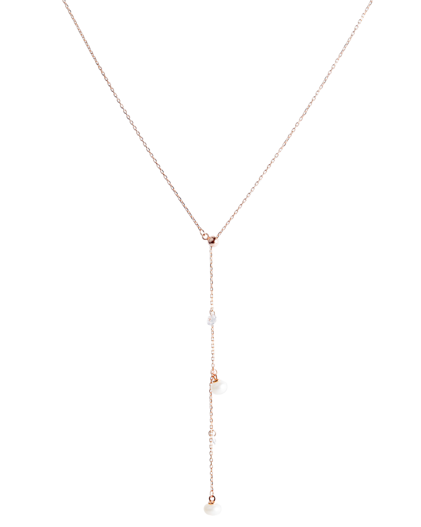 Diamond Pearl Lariat Set