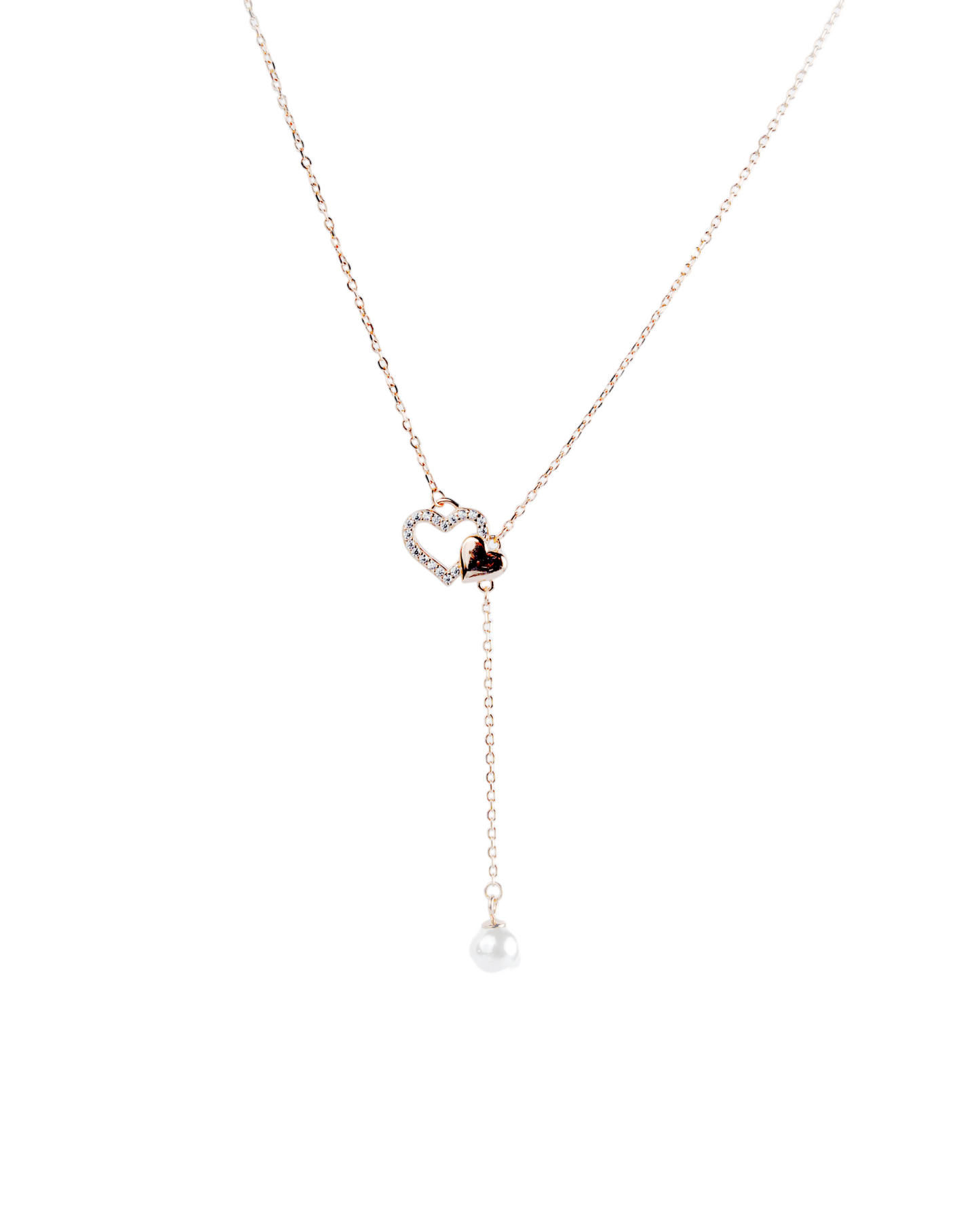 Rosegold Diamond Heart Lariat Chain