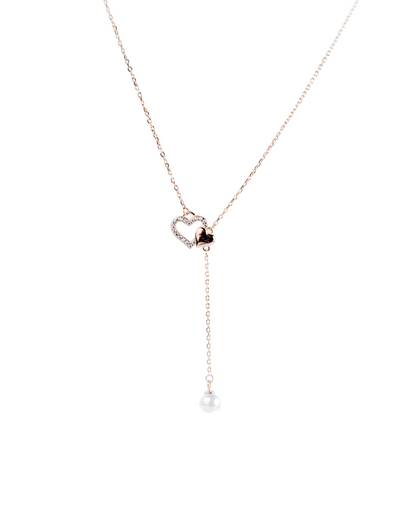 Rosegold Diamond Heart Lariat Chain