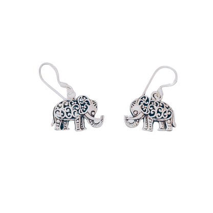 Oxidised Elephant Earrings
