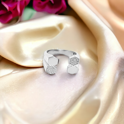 Silver Hexagon Ring