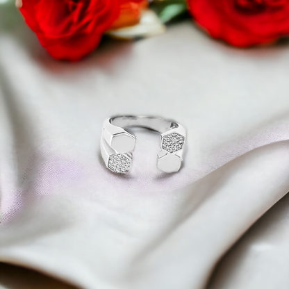 Silver Hexagon Ring