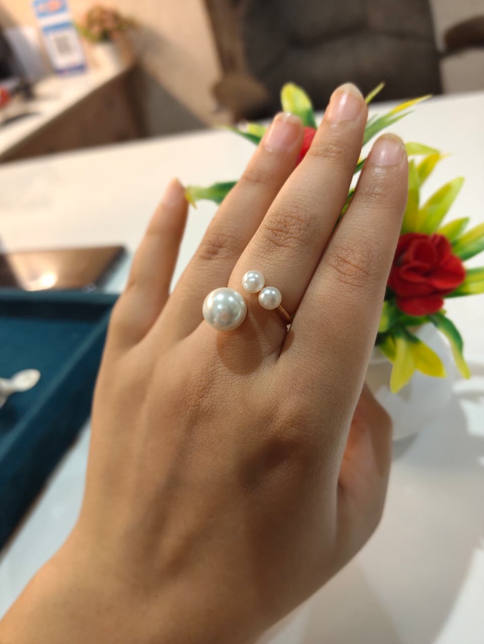 Trio Pearl Rosegold Ring