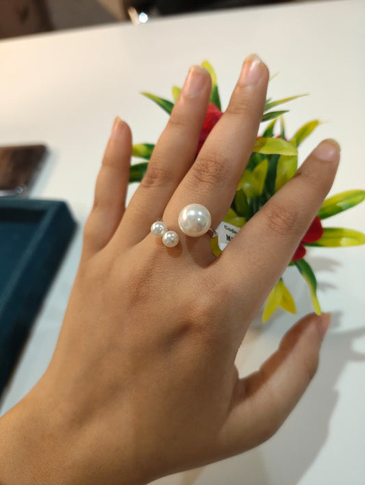 Trio Pearl Silver Ring
